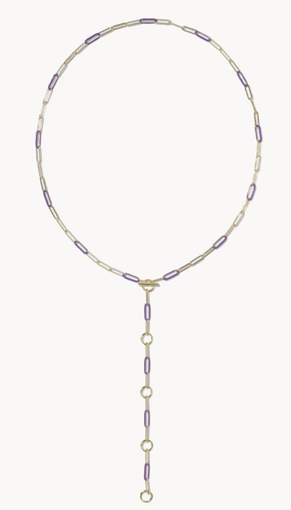 9608897294 Kendra Scott Courtney Enamel Link Necklace Gold/Purple 0