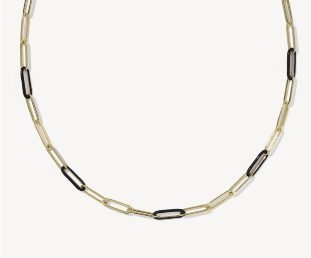 9608897523 Kendra Scott Courtney Enamel Link Necklace Gold/Black Enamel 0