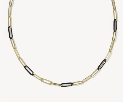 9608897523 Kendra Scott Courtney Enamel Link Necklace Gold/Black Enamel 0
