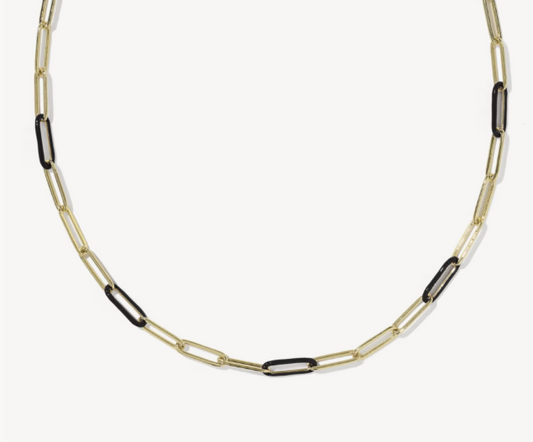 9608897523 Kendra Scott Courtney Enamel Link Necklace Gold/Black Enamel 0