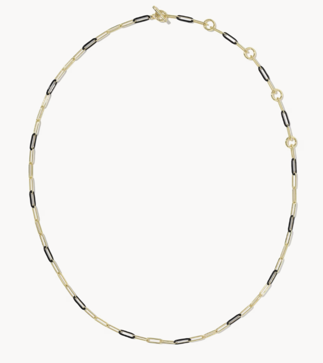 9608897523 Kendra Scott Courtney Enamel Link Necklace Gold/Black Enamel 0