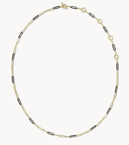 9608897523 Kendra Scott Courtney Enamel Link Necklace Gold/Black Enamel 0