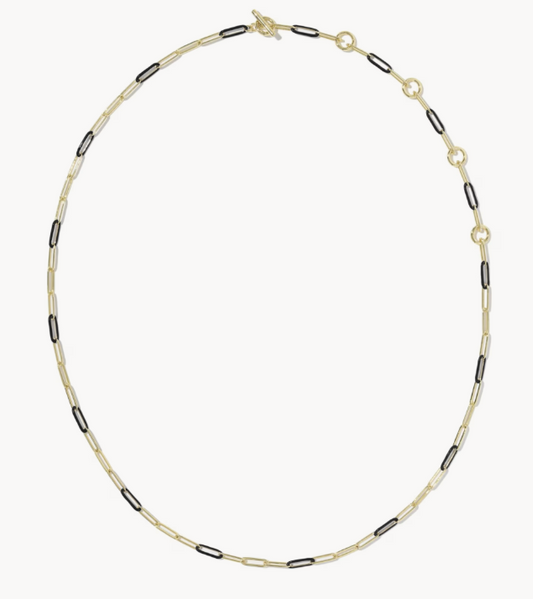 9608897523 Kendra Scott Courtney Enamel Link Necklace Gold/Black Enamel 0