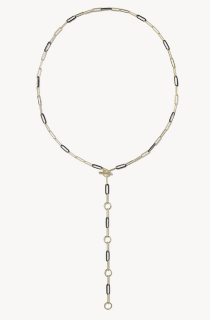 9608897523 Kendra Scott Courtney Enamel Link Necklace Gold/Black Enamel 0