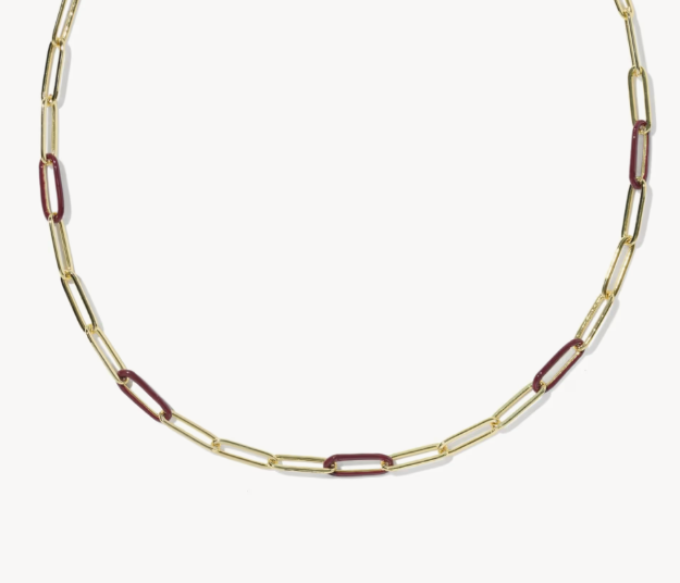 9608897922 Kendra Scott Courtney Enamel Link Necklace Gold/Burgundy 0