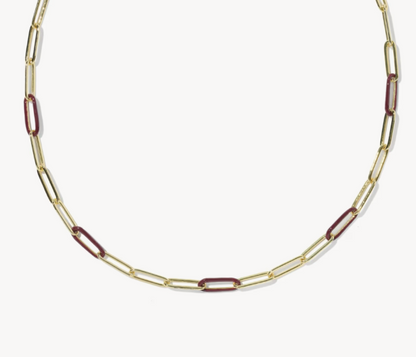 9608897922 Kendra Scott Courtney Enamel Link Necklace Gold/Burgundy 0