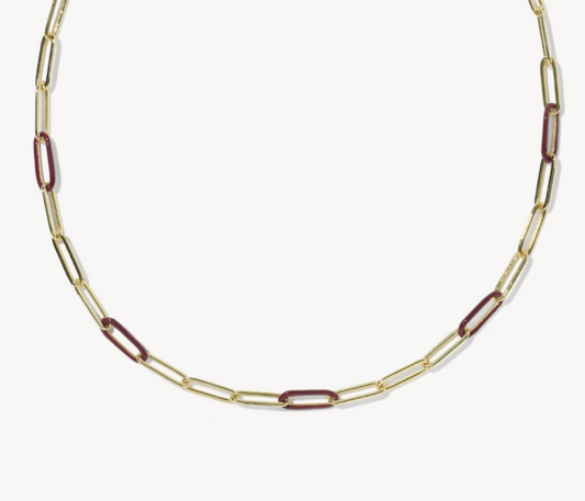 9608897922 Kendra Scott Courtney Enamel Link Necklace Gold/Burgundy 0
