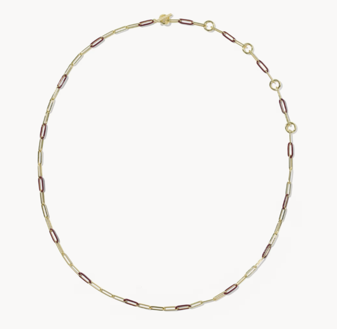 9608897922 Kendra Scott Courtney Enamel Link Necklace Gold/Burgundy 0