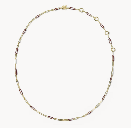 9608897922 Kendra Scott Courtney Enamel Link Necklace Gold/Burgundy 0