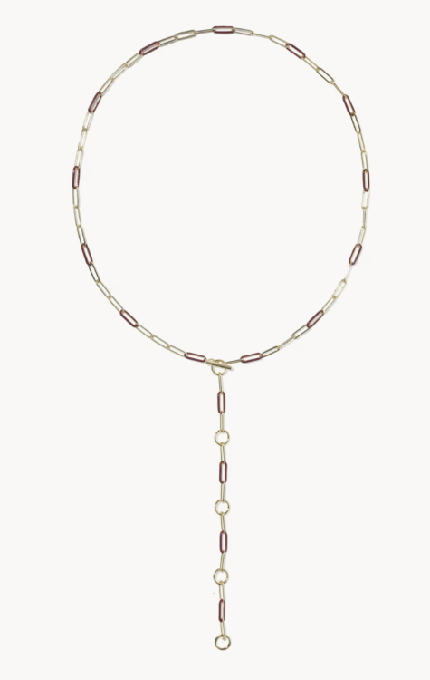 9608897922 Kendra Scott Courtney Enamel Link Necklace Gold/Burgundy 0