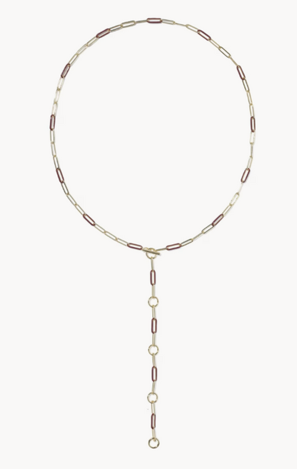 9608897922 Kendra Scott Courtney Enamel Link Necklace Gold/Burgundy 0