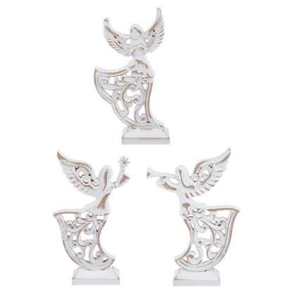 CX199930 Ganz Carved Angel on Stand Wood 0