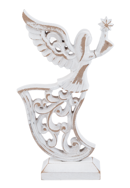 CX199930 Ganz Carved Angel on Stand Wood 0