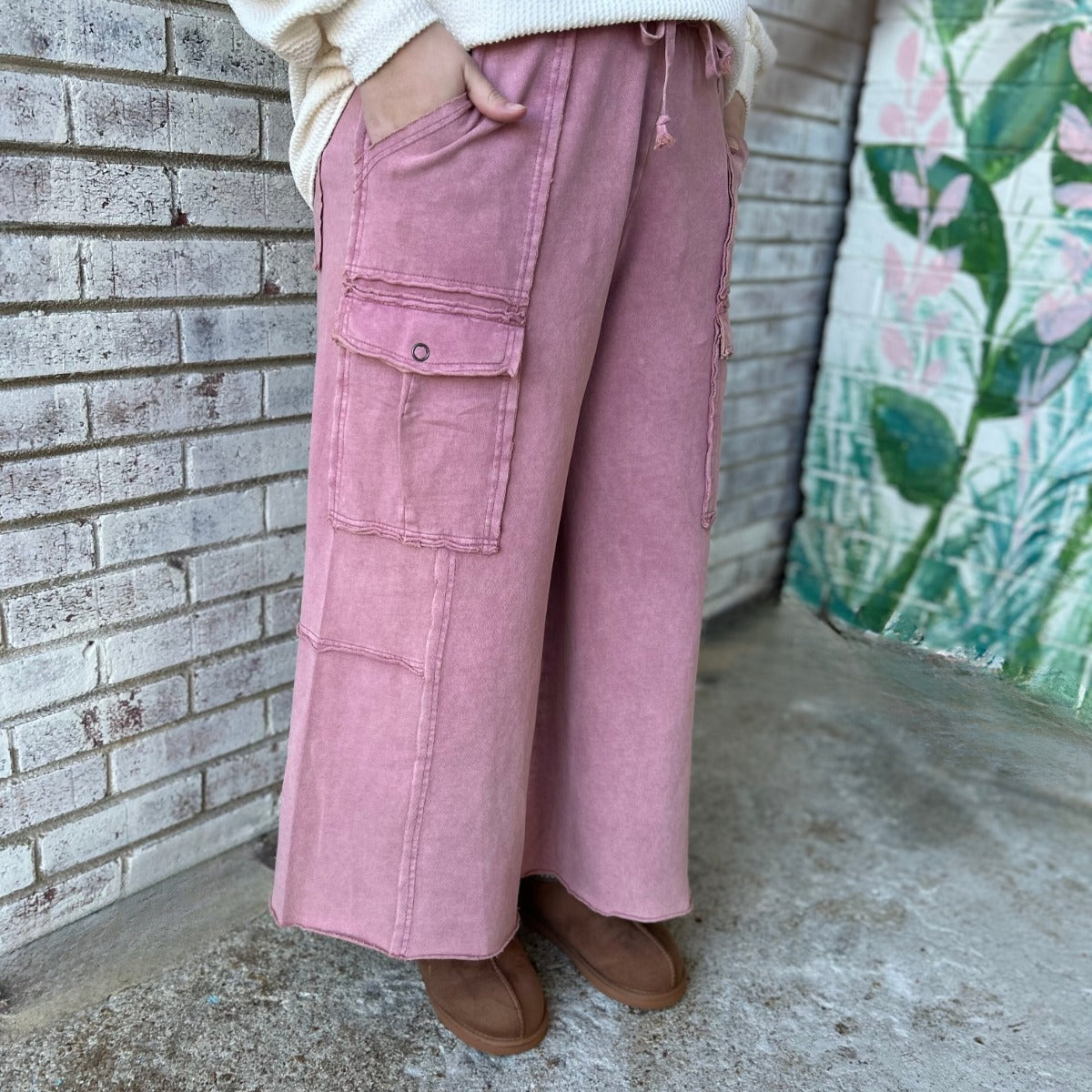 Soft Breeze Wide Leg Pants In Faded Plum