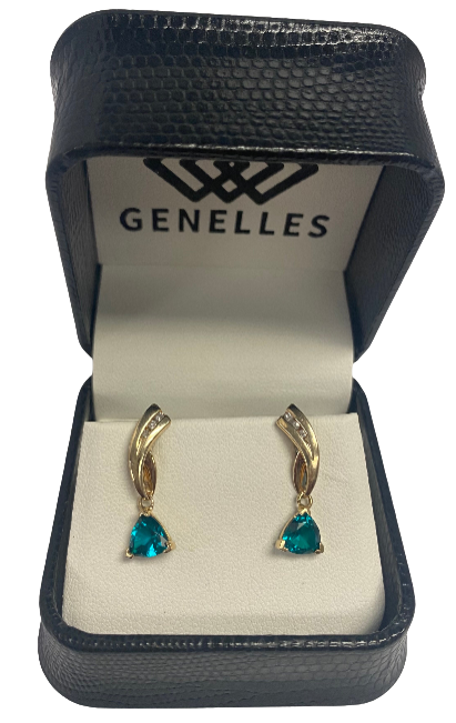 U 27573 14K YG Green and Clear Stone Earrings