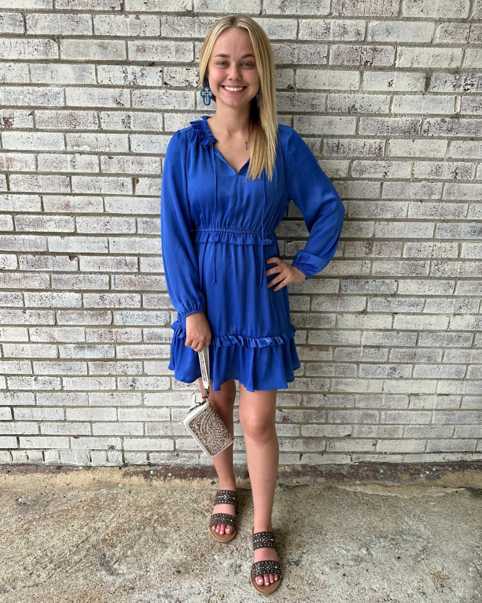 Wildflower Waltz Midi Dress in River Blue