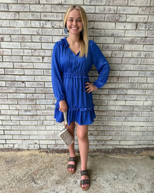 Wildflower Waltz Midi Dress in River Blue