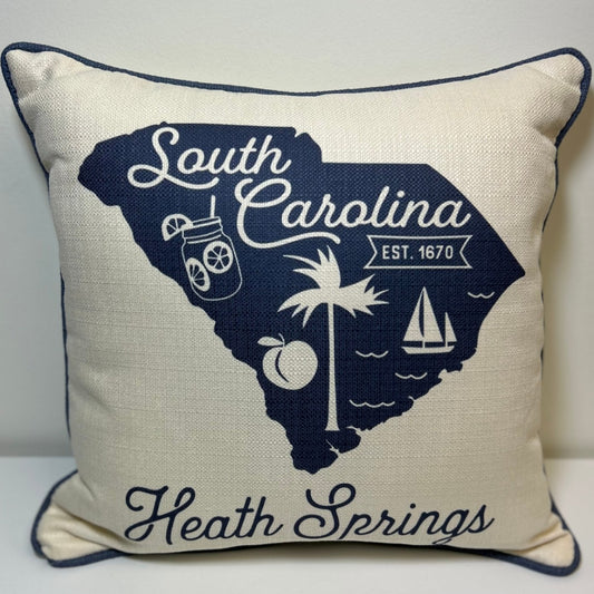 Heath Springs State Illustraion Pillow