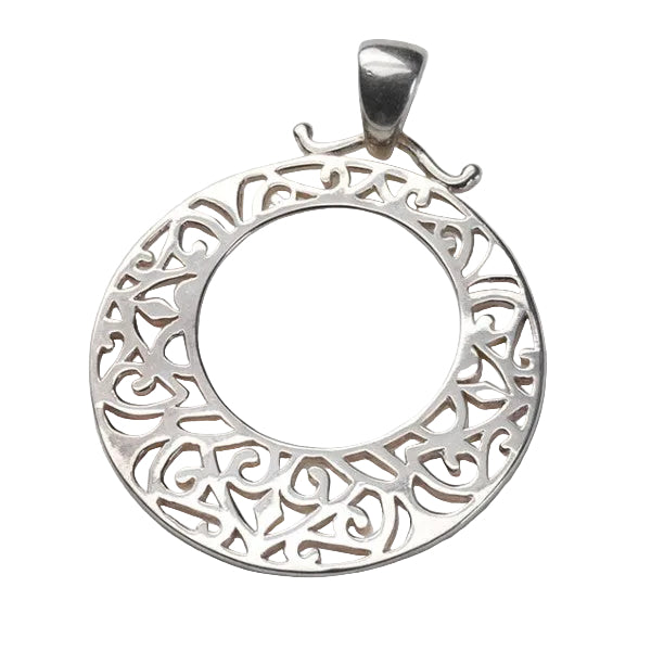 740 DER P199 Southern Gates Sterling Silver Large Open Center Scroll Pendant 0