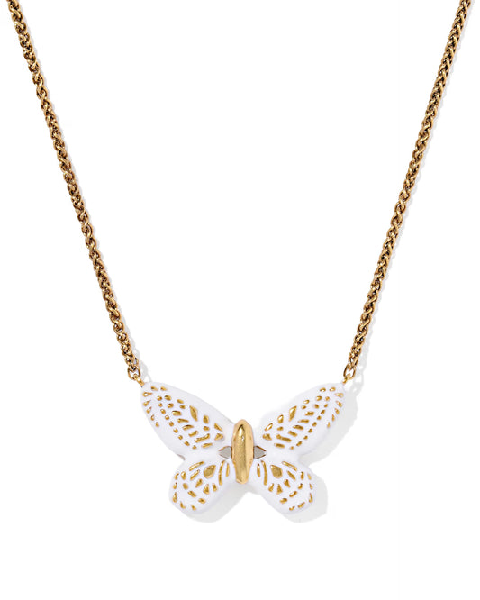 9608892532 Kendra Scott Dolly Parton Enamel Butterfly Pendant Vintage Gold Tone White Mix Necklace 0