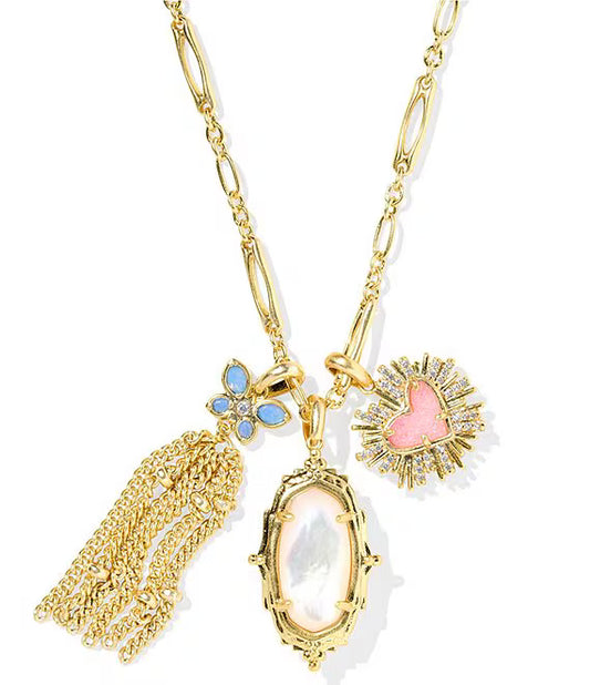 9608873333 Kendra Scott Dolly Parton Ari Heart Charm Gold Plated Multi Mix Necklace 0