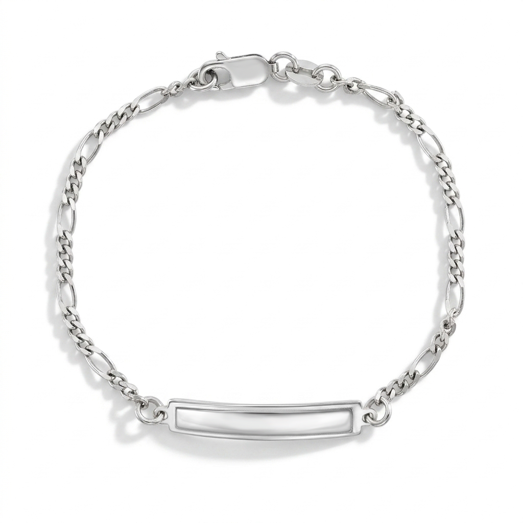 SS-02-00102 In Season Engravable Sterling Silver 6in Figaro ID Bracelet 0