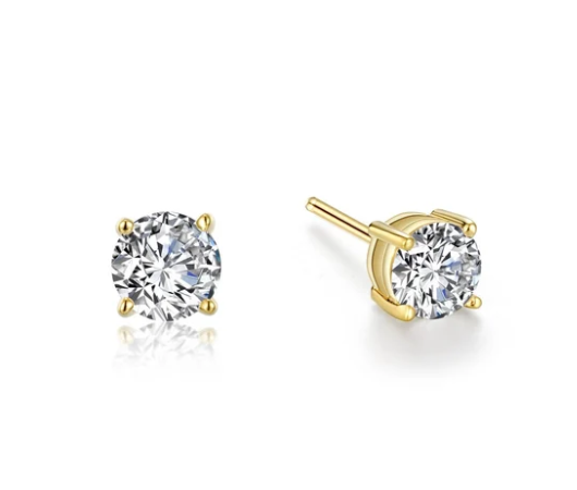E0243CLG Lafonn Gold Plated Sterling Silver .50CTW Lassaire Stone 4 Prong Stud Earrings 0