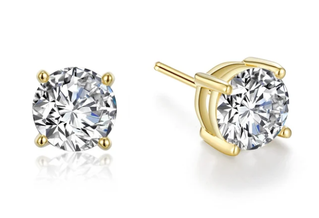 E0561CLG Lafonn Gold Plated Sterling Silver 3.0CTW Lassaire Stone Stud Earrings 0