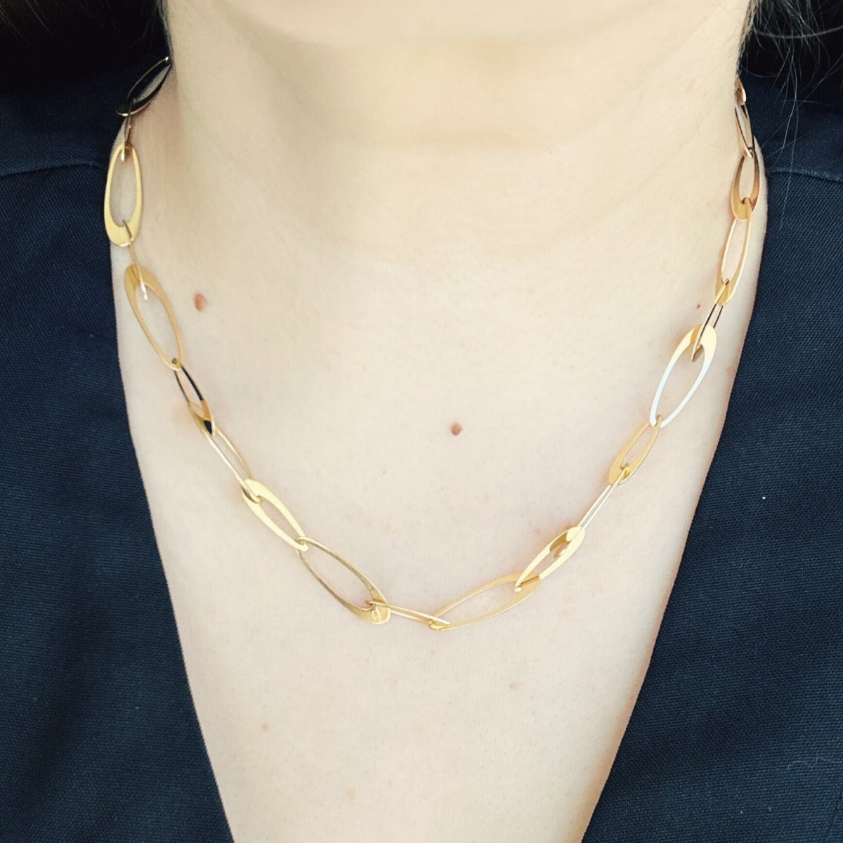 14K Gold 5.4mm Italian Oval Links Chain 18"