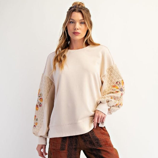 Fall Moments Quilted Pullover in Natural