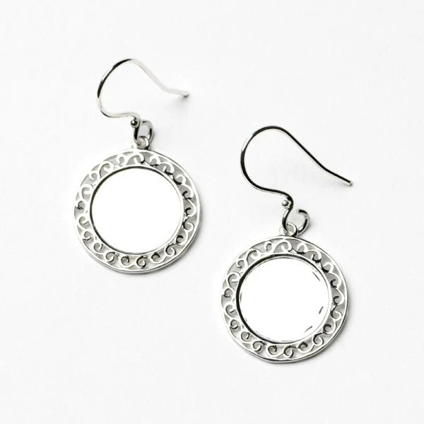 E511 Southern Gates Sterling Silver Ornamental Round Engravable Earrings 0
