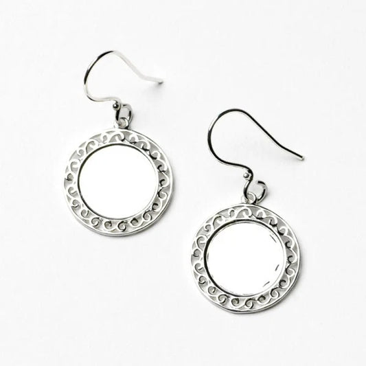 E511 Southern Gates Sterling Silver Ornamental Round Engravable Earrings 0