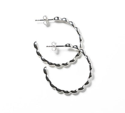 739 DER E578 Southern Gates Sterling Silver Medium Rice Bead Hoop Earrings 0