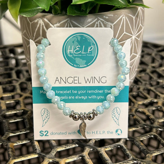 T. Jazelle Aqua Crystal Angel Wing Bracelet