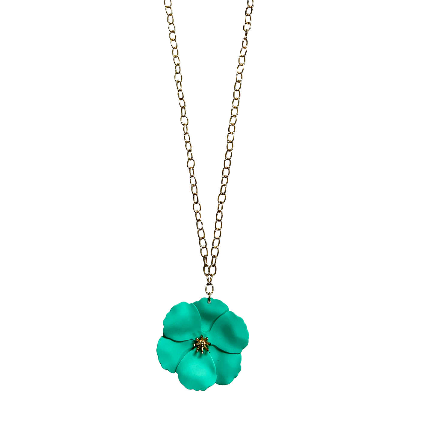 NN74553-007 Gold & Mint Flower Necklace