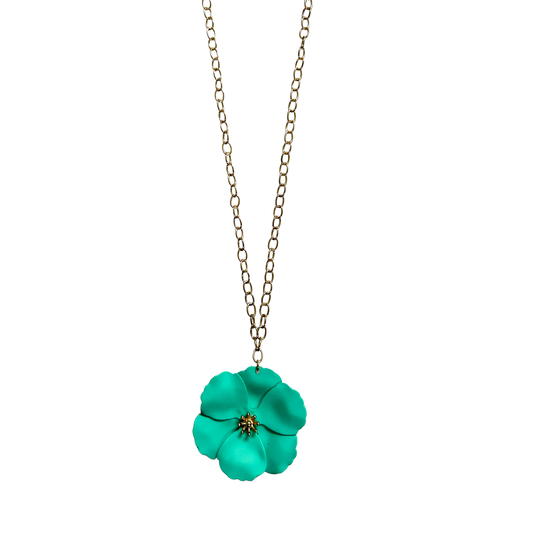 NN74553-007 Gold & Mint Flower Necklace