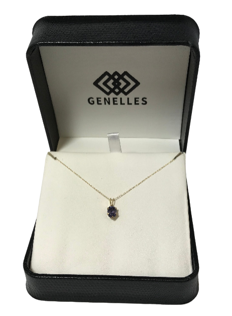 PB0751BS 10K Yellow Gold Purple Stone Necklace 18 Inches