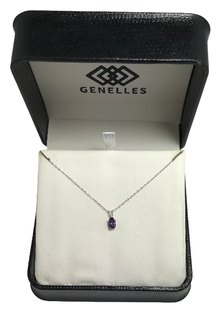 PB0900WBS 14K White Gold Birthstone Necklace