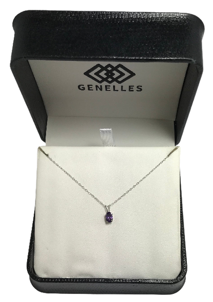 PB0900WBS 14K White Gold Birthstone Necklace