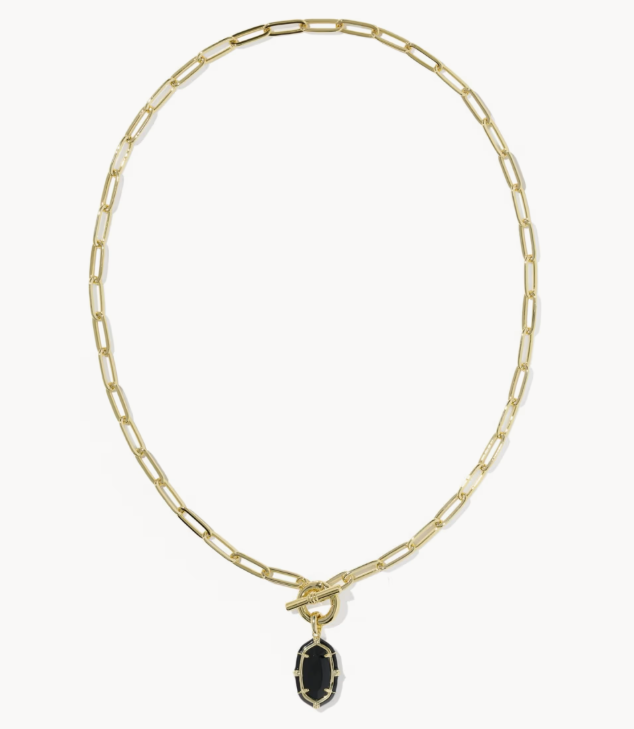 9608893464 Kendra Scott Elisa Enamel Link Chain Necklace Gold/Black Agate 0