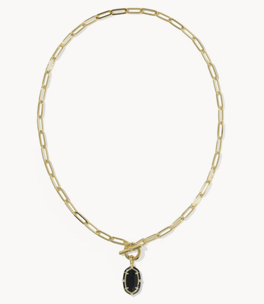 9608893464 Kendra Scott Elisa Enamel Link Chain Necklace Gold/Black Agate 0