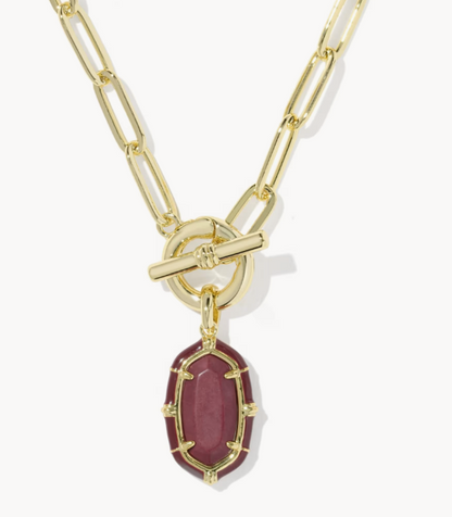 9608893314 Kendra Scott Enamel Link Chain Necklace Gold/Maroon 0