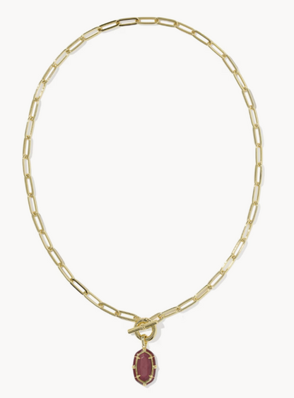 9608893314 Kendra Scott Enamel Link Chain Necklace Gold/Maroon 0