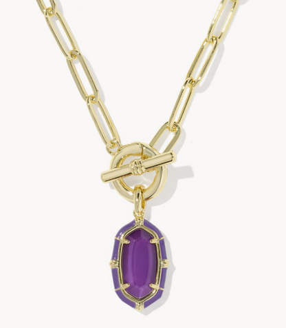 9608893666 Kendra Scott Elisa Enamel Link Chain Necklace Gold/Purple Mother of Pearl 0