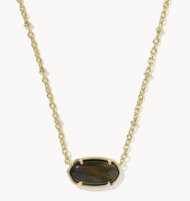9608806368 Kendra Scott Tiger Stripe Elisa Necklace Gold/Dark Brown 0