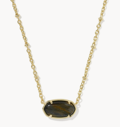 9608806368 Kendra Scott Tiger Stripe Elisa Necklace Gold/Dark Brown 0