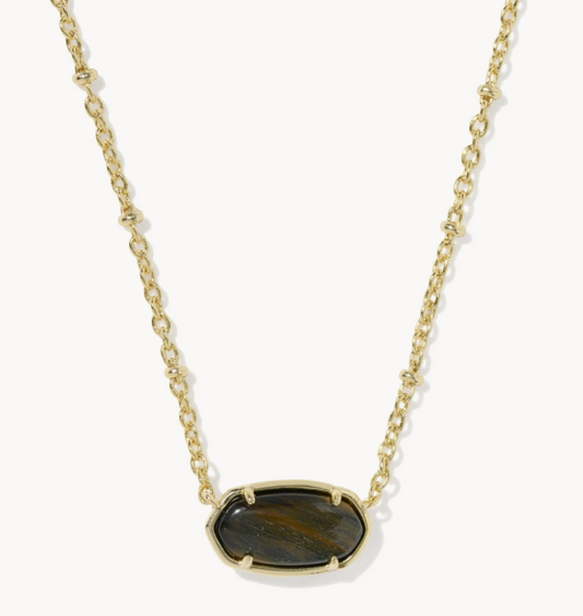 9608806368 Kendra Scott Tiger Stripe Elisa Necklace Gold/Dark Brown 0