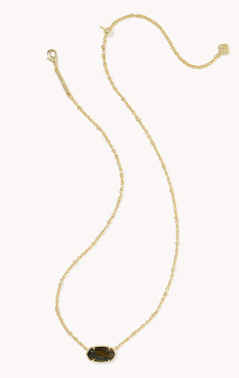 9608806368 Kendra Scott Tiger Stripe Elisa Necklace Gold/Dark Brown 0