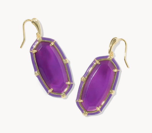 9608893963 Kendra Scott Elle Enamel Drop Earrings Purple Mother of Pearl/Gold 0