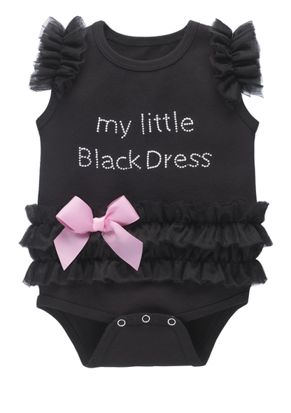 ER45068 Ganz My Little Black Dress Onesies w Pink Bow